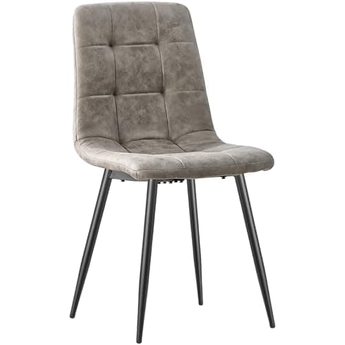 JIJIAN Lot de 4 Chaises de Salle à Manger, Chaises de Cuisine en Tissu Technologique, Chaises Rembourrées pour Salon avec Pieds en Métal Noir, pour la Salle à Manger, la Salle d'attente, Gris Kaki