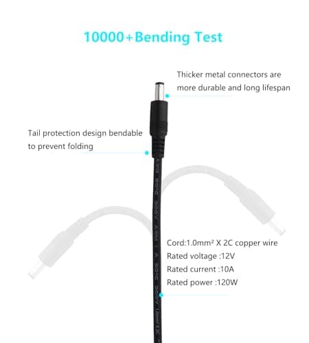 LANMINGLEL Câble Adaptateur Secteur DC 5,5x2,1mm 3,3ft DC 5521 rallonge mâle 12v DC Fil pour caméra de sécurité, Bande LED, Surveillance IP CCTV. Pack de 2 (mâle à mâle)
