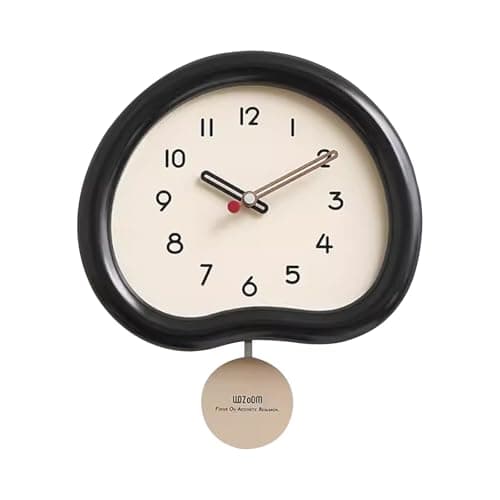 Ergocar Horloge Murale en Bois, Horloge Murale Silencieuse Moderne Alimentée par Batterie, Horloge Analogique avec Pendule Oscillant, Horloge Murale Ronde en Bois