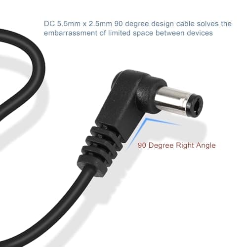 GINTOOYUN DC Power Extension DC 5.5mm x 2.5mm 90 degrés mâle à mâle câble Adaptateur Secteur à Angle Droit dc5525 pour Bande Lihgt, caméra de sécurité CCTV,Moniteur etc(2 PCS)