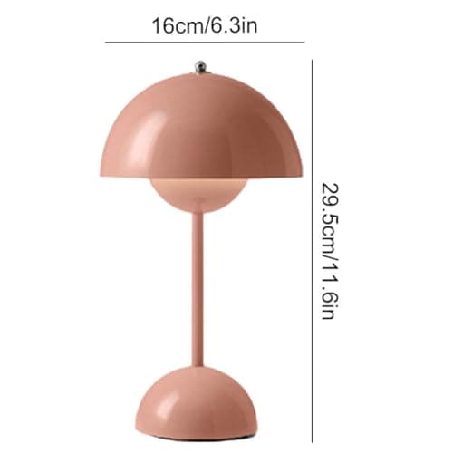 RuiDay Lampe Champignon, Lampe de Chevet LED à Chargement sans fil, Lampe de Bureau Réglable à 3 Modes de Luminosité, Lampe de Bureau Décorative Rétro pour Chambre, Bureau et Restaurant(Rose)