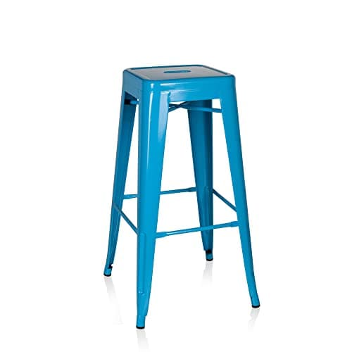 hjh OFFICE 645014 Tabouret de Bar VANTAGGIO High Métal Bleu Clair, Tabouret Industriel Haut, empilable