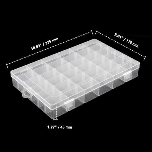 ZOENHOU Lot de 6 boîtes de rangement à 36 compartiments, en plastique, réglables, avec séparateurs amovibles, boîte de rangement transparente avec compartiments et couvercle pour petites pièces,