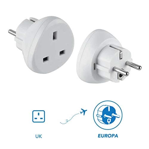 Electraline 70058 Adaptateur de voyage UK vers France/Europe, blanc