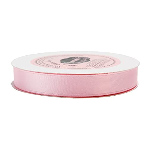 VATIN Ruban Satin 12mm x 25m côté unique face éclat satin Rose clair Ruban décoratif pour mariage, baptême et anniversaire