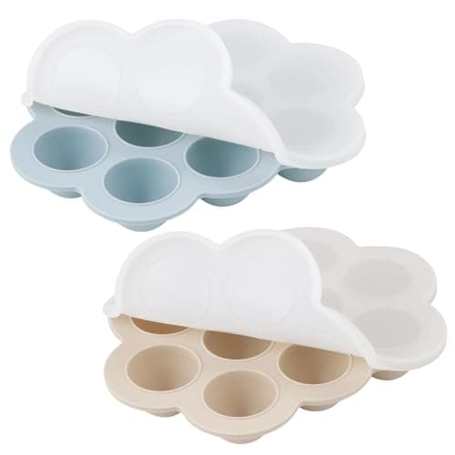PandaEar Lot de 2 Plateaux de Congélation pour Aliments pour Bébé avec Couvercles, Plateau d'Alimentation et Anneau de Dentition en Silicone, Bac à Glace pour Nourriture Maison pour Bébé