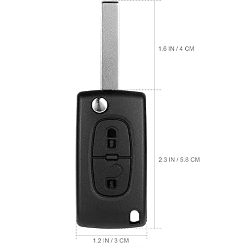 OGGIPRO 2 Boutons Coque Clé Compatible CE0536 clé à Rabat Pliable pour Peugeot 207 307 308 407 408 3008 5008 Citroen C2 C3 C4 C5 C6 C8 (2 Boutons, CE0536)