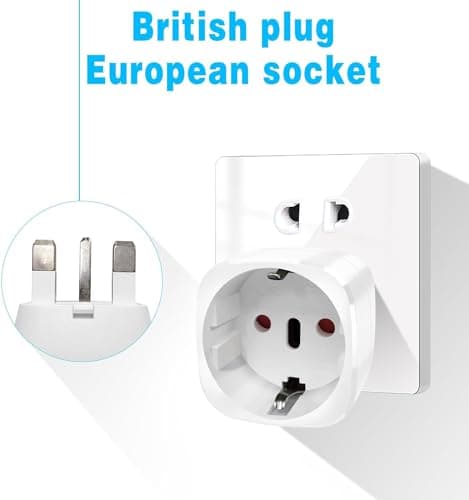 2 Pièces Adaptateur Prise Anglaise, Adaptateur de Voyage France vers UK, Adaptateur de Prise pour Irlande, Angleterre, Ecosse, Dubaï, Malte, Adaptateur Type G (Blanc)