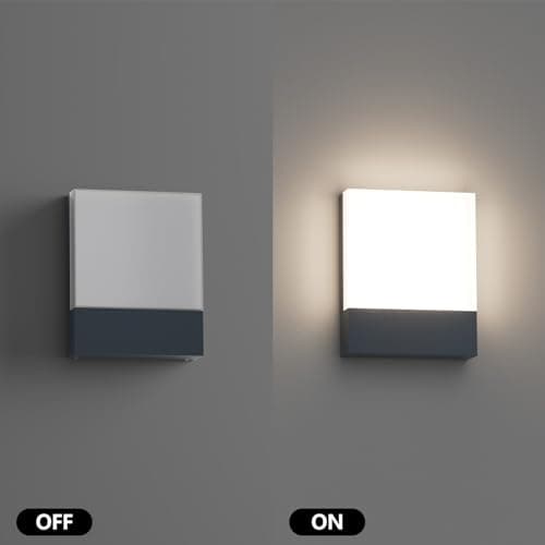 Klighten Lot de 2 24W Lampe Murale LED Interieur/Exterieur, Applique Murale Anthracite Modernes en Aluminium, Éclairage Mural pour Entrée Couloir Escaliers, Blanc Neutre 4500K, IP65, 1500Lumen