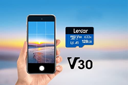 Lexar 633x Carte Micro SD 128 Go, Carte microSDXC UHS-I + Adaptateur SD, Jusqu'à 100 Mo/s en Lecture, A1, C10, U3, V30, Carte TF pour Smartphone/Tablette/Caméra Surveillance (LMS0633128G-BNAAA)
