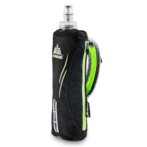 TRIWONDER Gourde à Main 500 ML Sac Porte Bouteille Souple Pliable Sac d'Hydratation pour Running Marathon Course (A - Bouteille à Main 500ml - Noir)