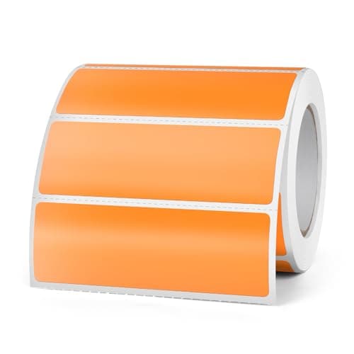 FINDAT Orange Étiquette Thermique 76 X 25 mm Rouleau Vinyle Autocollant Étiquette d'imprimante Rectangulaire Imperméable pour le Bureau DIY Design Code à Barres ExpéDition 500 Pièces