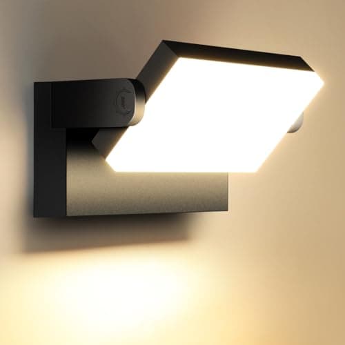 LEDMO 60W Applique Murale Exterieur/Intérieur 5000Lm Noir Applique Exterieur Led étanche IP65 3000K Projecteur Exterieur Led avec panneau LED pivotant à 360° pour Terrasse Entrée Jardin Garage