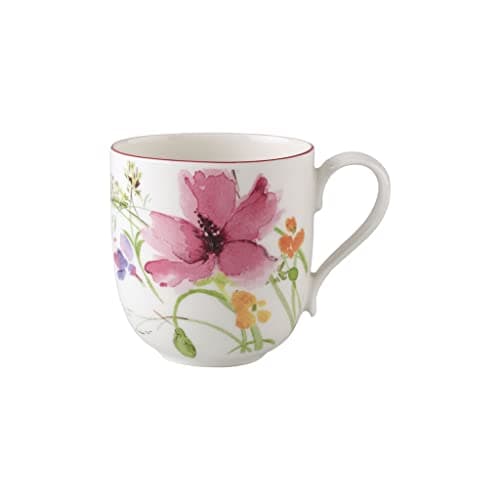 Villeroy & Boch Mariefleur Basic Mug à café, 350 ml, Hauteur : 9 cm, Porcelaine Premium, Blanc/Multicolore
