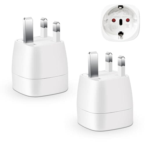 2 Pièces Adaptateur Prise Anglaise, Adaptateur de Voyage France vers UK, Adaptateur de Prise pour Irlande, Angleterre, Ecosse, Dubaï, Malte, Adaptateur Type G (Blanc)