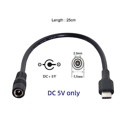 CY Câble USB 3.1 Type C USB-C vers DC 5V 5.5.2.5mm câble de charge d'extension de prise d'alimentation pour tablette de téléphone portable