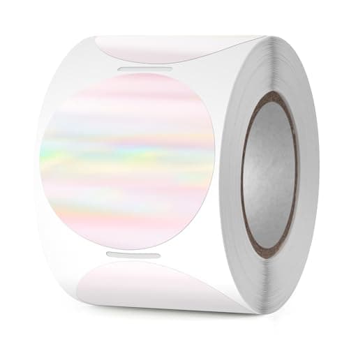 YIKIADA Lot de 300 étiquettes thermiques holographiques en vinyle - 50 mm - Autocollants arc-en-ciel à pois directs - Imperméables et imprimables - Pour code QR
