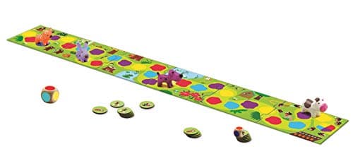DJECO Little Circuit - Jeu de Société Enfant, 2,5 à 5 Ans - Jeu de Parcours avec 1 Plateau, 6 Pièces de Puzzle, 4 Figurines Animaux, 1 Dé, 15 Jetons - Apprentissage des Couleurs, Maîtrise du dé