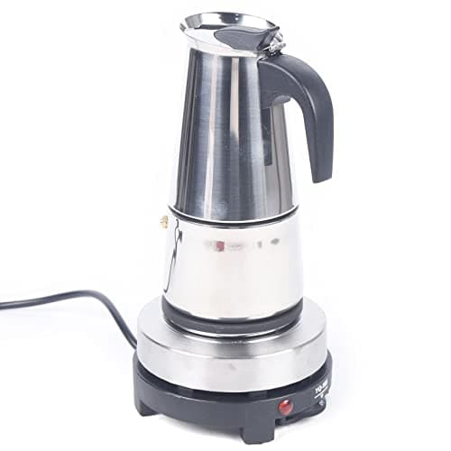Fichiouy 300 ml Portable Espresso Cafetière Moka Pot En Acier Inoxydable avec Cuisinière Électrique Filtre Percolateur Café Brasseur Bouilloire Pot