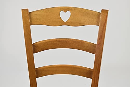 Tommychairs - Set 4 Chaises Cuore pour Cuisine, Bar et Salle à Manger, Robuste Structure en Bois de hêtre peindré en chêne et Assise rembourrée et revêtue en Tissu Couleur Ivoire