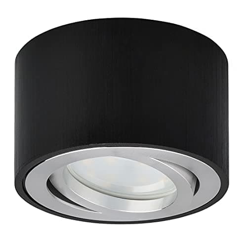 KYOTECH Spot LED en Saillie Orientable Ø80x50mm Plafonnier Luminaire Apparent Ronde Noir brossé Plafonnier Spot LED Downlight 5W LED Module 400LM 3000K Blanc Chaud