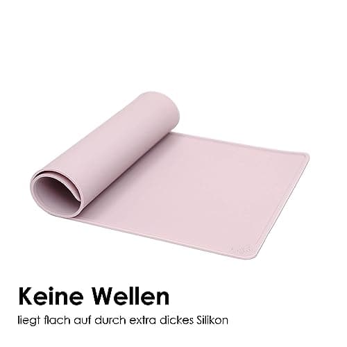LucyBalu® Tapis de gamelle pour Chat | Tapis pour gamelle de Chat | Tapis d'alimentation en Silicone antidérapant | Set de Table rectangulaire pour Chat | Tapis de Bol pour Chat | XL Rose