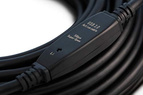 MutecPower Câble USB 3.0 Haute Vitesse - Male vers Femelle - avec 2 Câble LED Répéteur IC ‘’une au milieu et une à l'extrémité’’ - Noir - 15 mètres