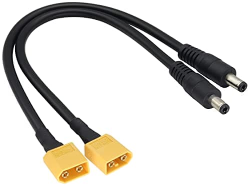 AAOTOKK XT60 Mâle Bullet vers DC5,5x2,5mm Câble de Charge D'alimentation mâle pour fer à Souder TS100,Alimentation du Moniteur FPV,drone(DC 2.5mm-M/30cm-2Pack)