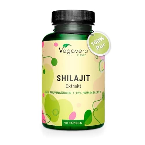 Shilajit Pure 78.000 mg Vegavero® | Extrait 60:1 | 60% Acides Fulviques + 12% Humiques | Résine de l'Himalaya | Energie + Immunité + Antioxydant | 90 Gélules | VEGAN & Sans Additifs