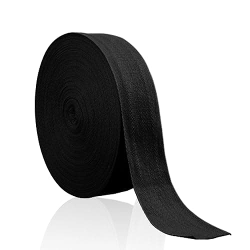 Biais de Coton 10mm 45m Rouleau de Ruban en Coton Noir pour Travaux Manuels Confection Bordures Soyeuses