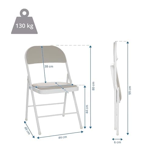 hjh OFFICE Chaise Pliante rembourrée TUDELA W Similicuir Chaise Visiteur Pliante, supporte jusqu'à 130 kg, Gris, 803016