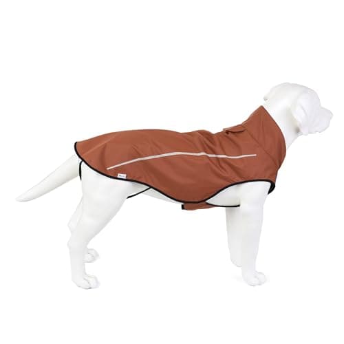 Mile High Life | Imperméable pour Chien | Vêtements pour Animaux de Compagnie Ajustables et Waterproof | Veste de Pluie Légère avec Bande Réfléchissante | Facile à Enfiler (Marron, S)