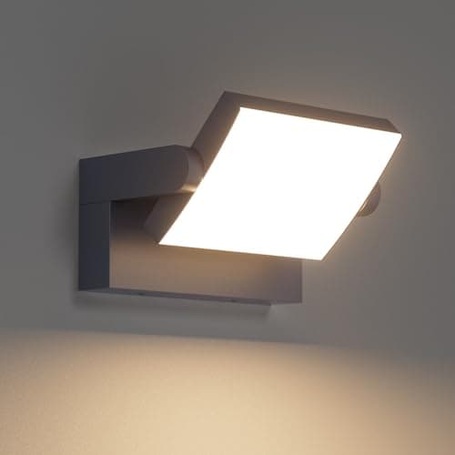 Klighten 24W Applique Murale LED Extérieure Intérieur Rotatif, Éclairage Mural Imperméable IP65 Moderne, Lampe Murale Ajustable pour Jardin Entrée Terrasse, Anthracite, 1500LM, Blanc Chaud 3000K
