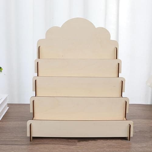 Présentoir de cartes de vœux en bois à 4 niveaux - Présentoir portable pour cartes postales - Support multifonction - Chevalet de présentation pour magazines