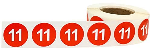 Lot de 500 étiquettes sur rouleau Chiffre 11 Rouge 0,75 cm