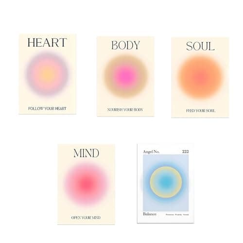 Wonjean Posters Lot De 4 Posters Aura,Aura Positive Pour Chambre Coucher,Style EsthéTique,Oile,Art Mural Abstrait,DéCoration Murale,Tableau Decoration Murale Pour Chambre Salon 21x30 Cm Sans Cadre