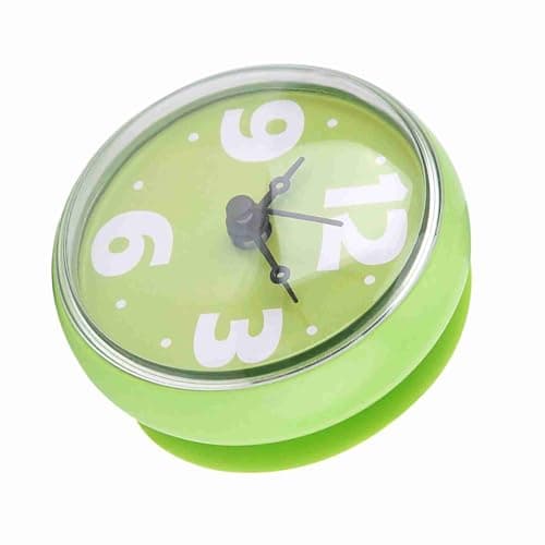 Horloge Murale à Aspiration étanche, Petite Horloge de Type pointeur Traditionnel, Fixation Facile au Mur/Miroir/Verre de la Salle de Bain, pour Salle de Bain/Cuisine(Vert)