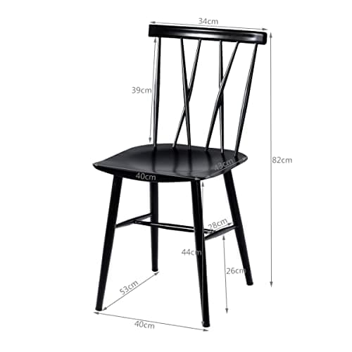 COSTWAY Chaise Industrielle Lot de 2, Chaise Metal Hauteur d'Assise 43,5 cm, Dossier en Forme de X, Chaise Bistrot pour Café, Bar, Charge 150 KG, Noir