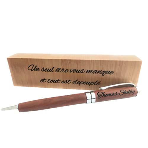 Stylo en bois luxe personnalisé + coffret cadeau en bois gravé/cadeau personnalisable original