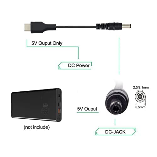 Xiwai Câble de charge USB 3.1 Type C USB-C vers DC 5,5 2,5 mm 20 cm
