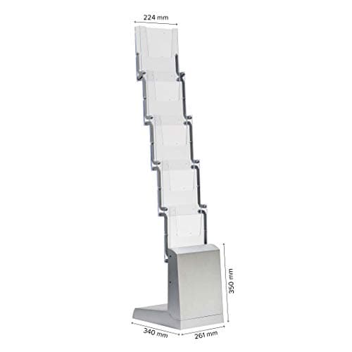 DISPLAY SALES - Porte-brochures pliable 5 x DIN A4 avec sac de transport en nylon pour un transport confortable | presentoir a4 pliable en aluminium et plastique transparent