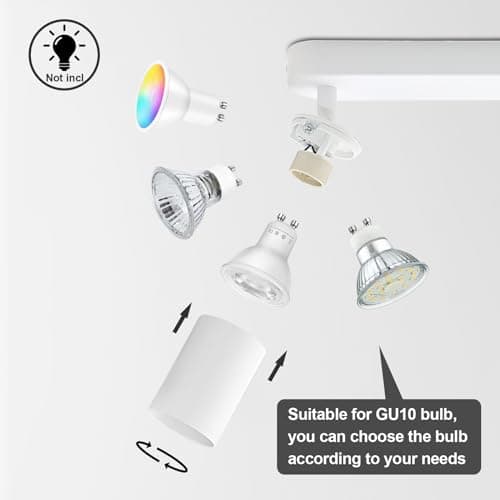 KYOTECH Plafonnier LED GU10 3 Spots Orientables Spot Plafond GU10 Applique Plafond Interieur Pivotants Applique murale LED Blanc,livré sans ampoules