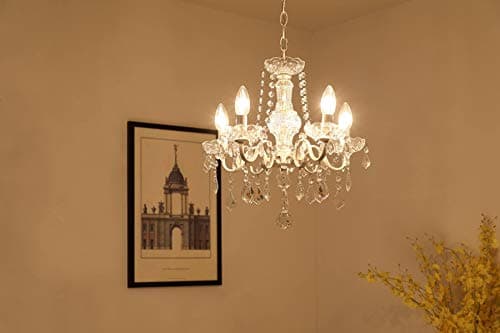 Lustre en cristal Saint Mossi 5 bras/lumières E14 Lampe base rouille artisanale vintage lustre salon lustre chambre Largeur 43cm Hauteur 40cm