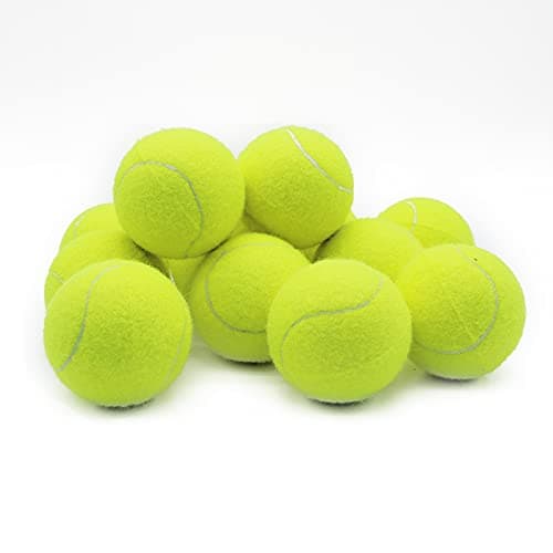 Magicorange Lot de 12 balles de Tennis d'entraînement avancées pour Chien avec Sac en Maille pour Un Transport Facile, idéal pour Les débutants (Jaune)