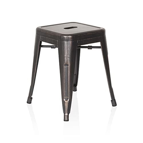 hjh OFFICE 645034 Tabouret bistrot VANTAGGIO Métal Noir/Or, Tabouret au Look Industriel et Moderne, empilable