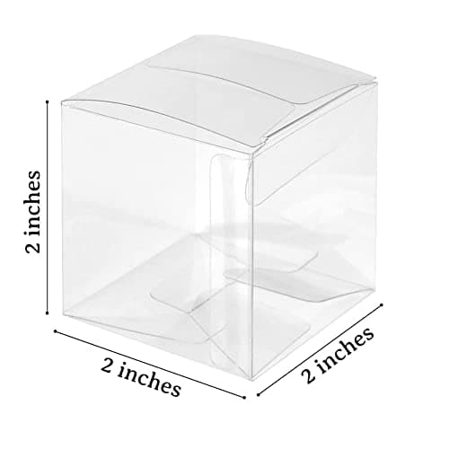 Jisapmzu Lot de 50 boîtes en plastique transparent pour cadeaux, boîtes d'emballage en PVC, emballage cadeau, boîte à chocolats, boîtes cadeaux de mariage, cadeaux