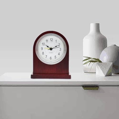 JAWSEU Réveil Analogique en Bois, Réveil Matin à Piles Réveil Silencieux sans Tic Tac Horloge de Chevet Classique Reveil Analogique de Voyage pour Chambre à Coucher, Salon, Cuisine