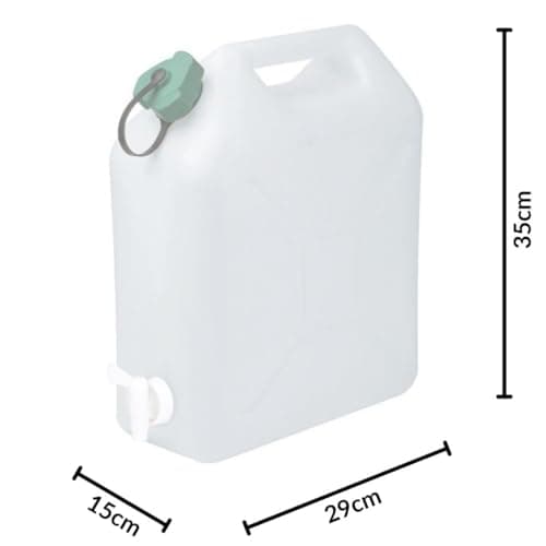 EDA - Bidon à Eau 10 L - Jerrican Extra Fort avec Bouchon Simple et Robinet - Certifié Contact Alimentaire - 29 x 14 x 35 cm - Naturel