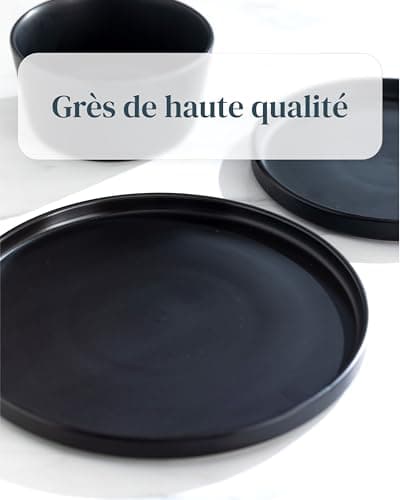 Ensemble de Bols à Céréales 6 pièces Manhattan Noir Mat - Faïence Premium, Lave-vaisselle, Micro-ondes - Bols Stylishes, Assiettes Creuses - Pure Living Urban Black, Vaisselle et Arts de la Table