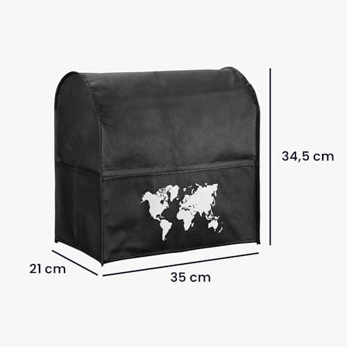 kwmobile Housse Compatible avec KitchenAid 4,3-4,8 Litre - Housse de Protection 35,5 x 35,5 x 22,5 cm avec 3 Poches pour Robot de Cuisine - Blanc-Noir